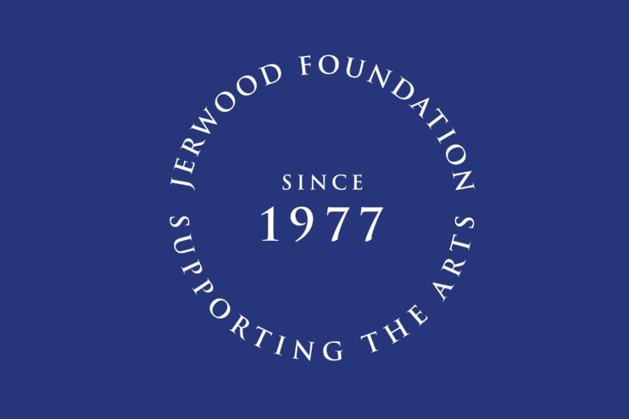 A blue background with white text that reads: Jerwood Foundation Supporting The Arts Since 1977
