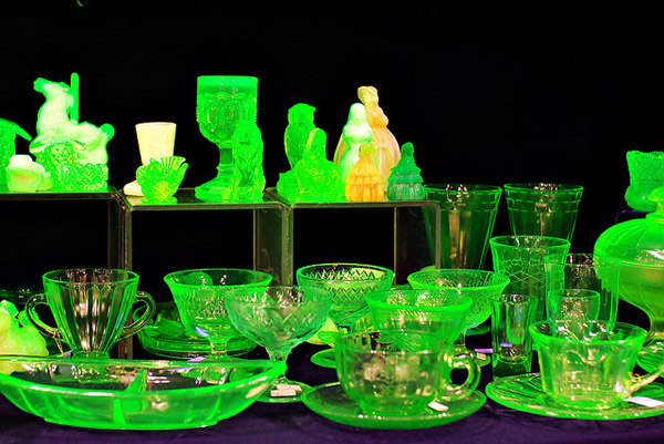 The attractive green glow of uranium glass.