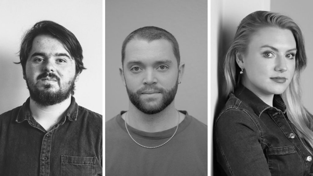 Reveal artist cohort, from left to right: Ronan McManus, Michael McEvoy, Emily Foran. Courtesy of Prime Cut Productions.